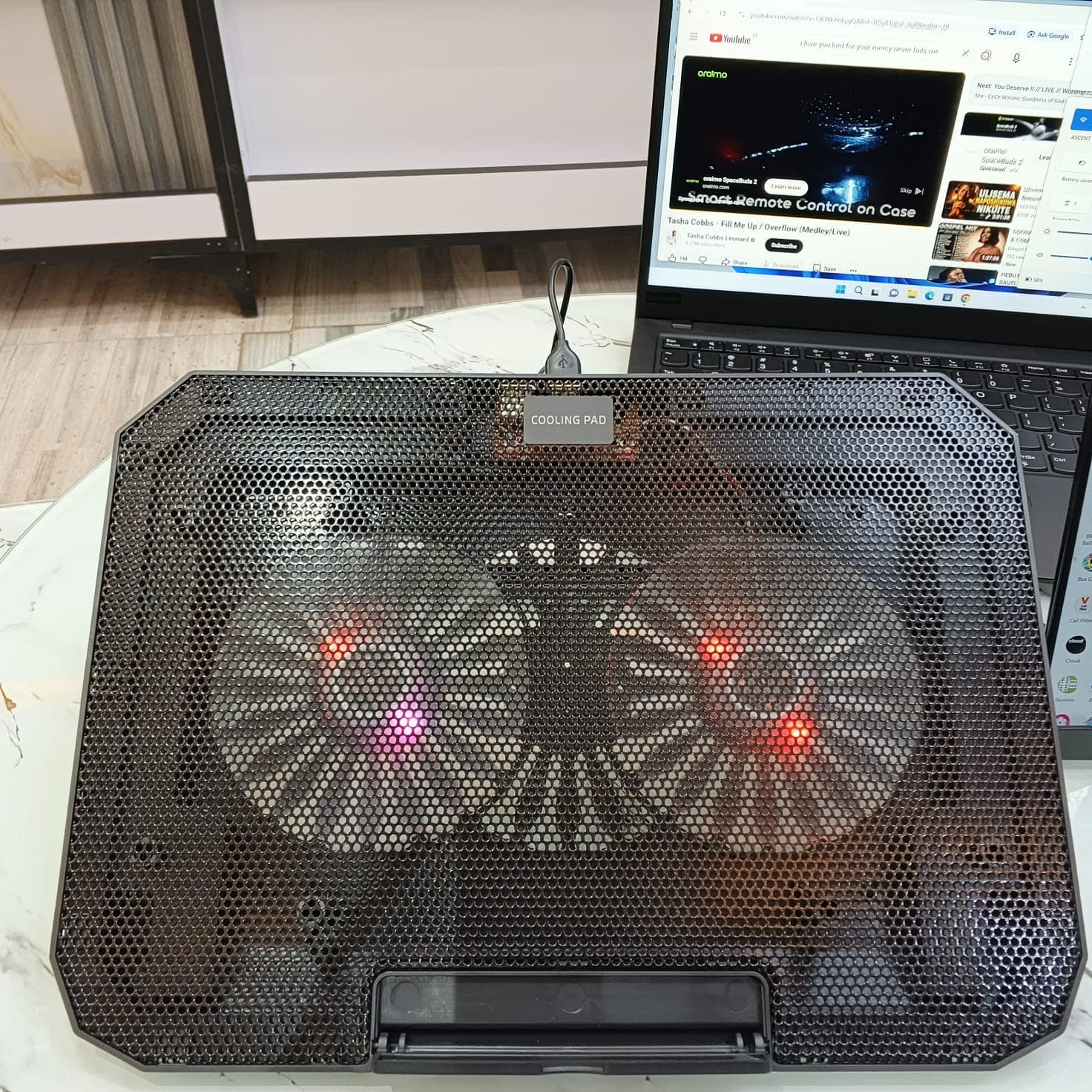 ADJUSTABLE LAPTOP STAND WITH FAN — view 1